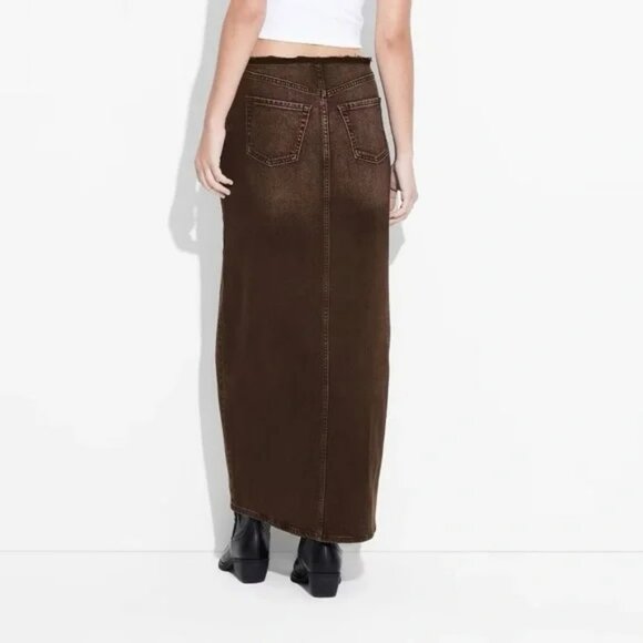 Women's NWT Wild Fable Low-Rise Denim Maxi Brown Skirt Size 8‎ - Picture 2 of 6